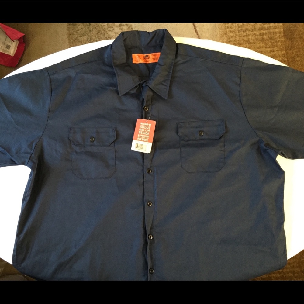 Redkap Men’s Navy Button Long Sleeve - Picture 3 of 7